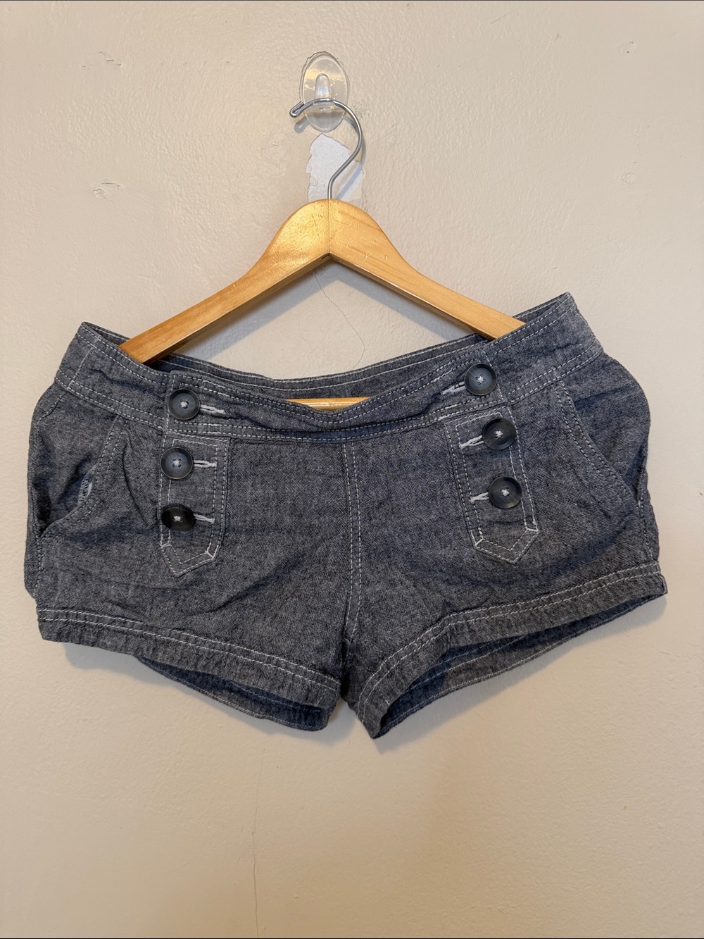 Women's Charcoal Gray Button-Front Jean Shorts